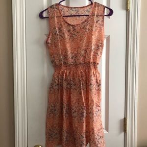 Peach floral sleeveless dress
